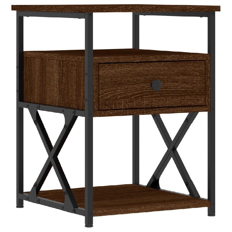 VidaXL Table de chevet chêne marron 40x42x55 cm bois d'ingénierie – Modèle Doux Toucher - Bois manufacturé 826081_0
