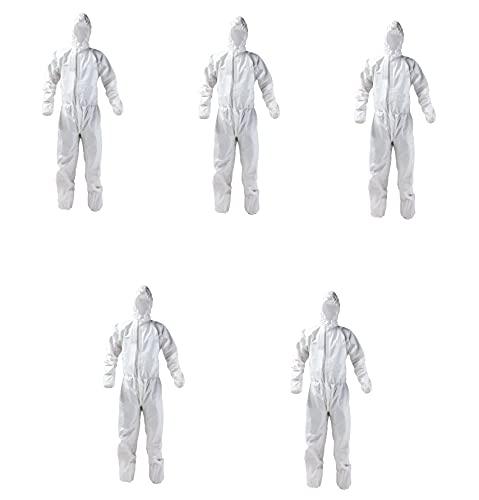 Lot de 5 combinaisons de protection jetables - anti-taches en polypropylène multicolore - 1,75 x 70 x 2 cm_0