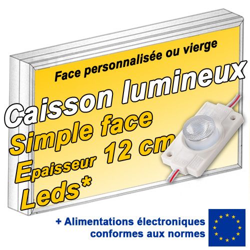 Caisson lumineux LED simple face - Patt'a Pub - Épaisseur 12 cm - Aluminium anodisé naturel - Éclairage LED haute intensité_0