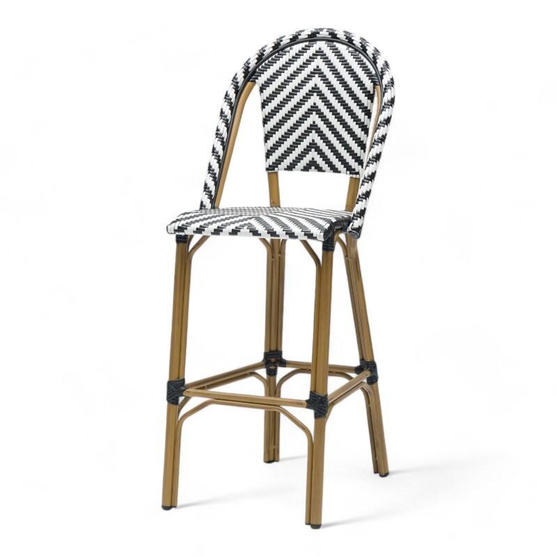 Chaise haute de terrasse RIVOLI - Chevrons noirs et blancs - EA124_0