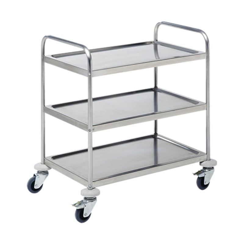 Chariot de service inox - 3 plateaux - AISI 201 - Charge max 65 kg par plateau_0