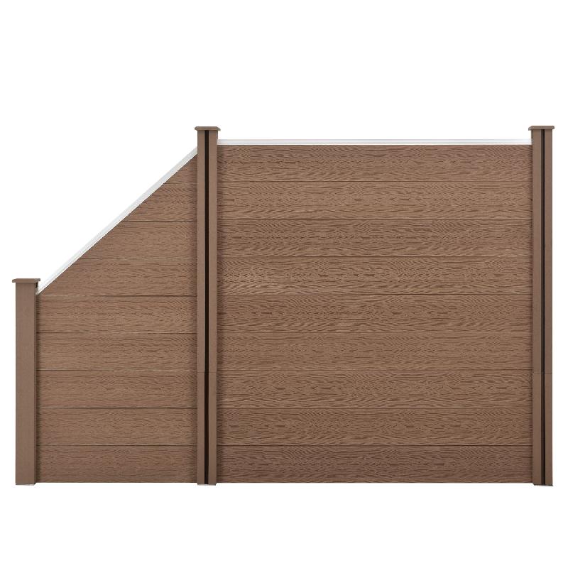 CLÔTURE BRISE VUE BRISE VENT BOIS COMPOSITE (WPC) QUADRATIQUE ET OBLIQUE BRUN 183 X 277 CM 03_0001453_0