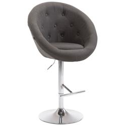 CLP Tabouret de bar London V2 en tissu avec Pied et Repose-pieds en métal Gris foncé/Chrome - gris textile 319390_0