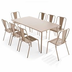 Oviala Business Ensemble table de jardin et 8 chaises bistrot en acier taupe - Oviala - gris acier 109519_0