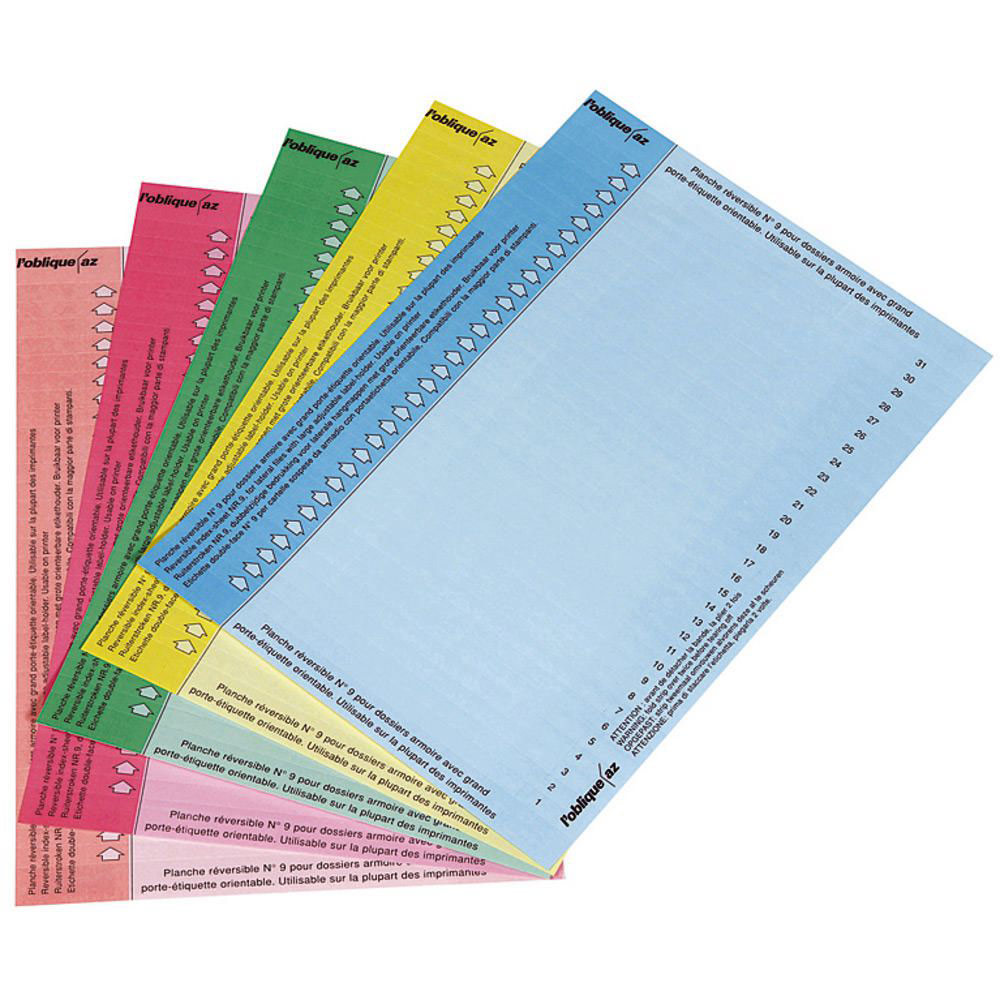 ETIQUETTES POUR DOSSIERS SUSPENDUS - N°9 POUR DOSSIER ARMOIRE AVEC GRAND PORTE ETIQUETTES - COLORIS ASSORTIS - SACHET DE 300 ETIQUETTES