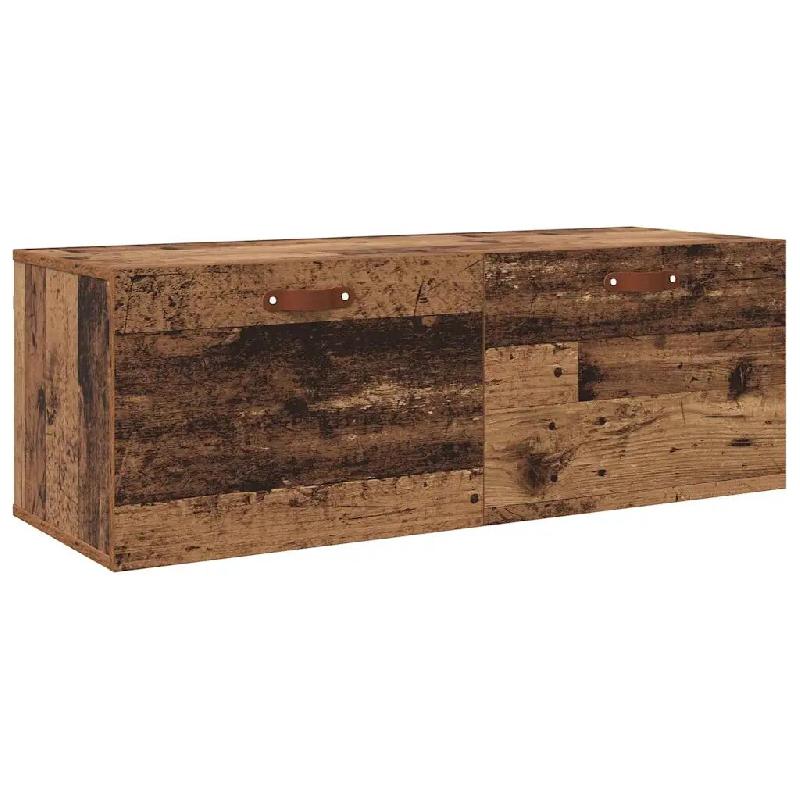 Helloshop26 - Armoire murale moderne pratique avec 2 étagères 100 x 36,5 x 35 cm en bois d'ingénierie bois ancien 02_0052497 - Bois massif 30002374_0