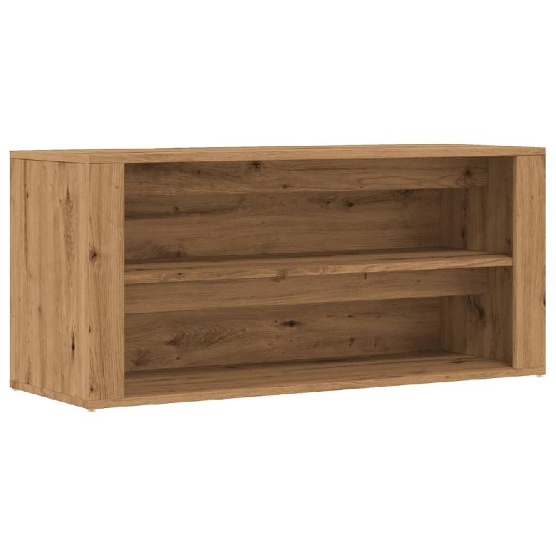 Helloshop26 - Banc à chaussures bottes commode étagère meuble entrée rangement artisanal 100 x 35 x 45 cm bois d'ingénierie marron 02_0022909 - m_0