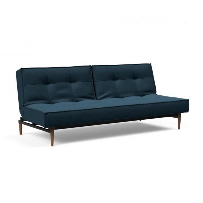 INNOVATION LIVING  CANAPE SPLITBACK STYLETTO CONVERTIBLE LIT 115*210 CM PIÉTEMENT NOYER TISSU ARGUS NAVY BLUE_0