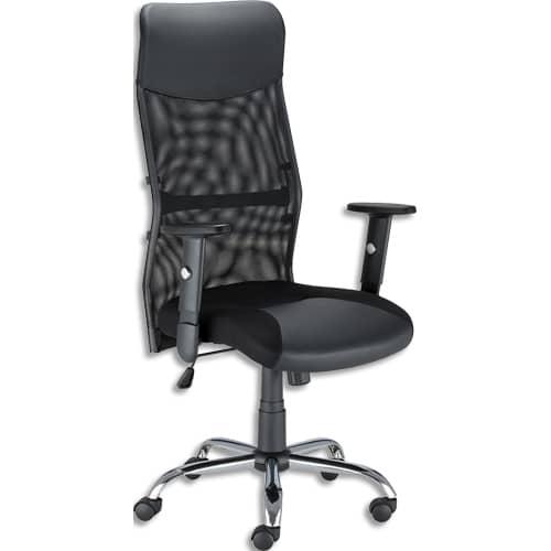 Fauteuil de bureau Hit - Haut dossier Mesh, têtière rembourrée en simili cuir noir, mécanisme basculant_0