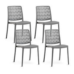 RATTATAN Set 4 Chaises Empilables en Polypropylène avec fibre de verre pour Jardin ou intérieur, hydrofuges et résistantes, design moderne - YARA -_0