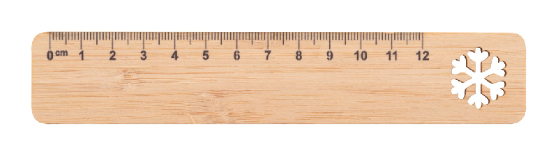 Règle en bambou contreplaqué 12 cm - Motif de Noël - Couleur naturelle_0