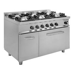 Saro 700er Profi Kochlinie E7/KUPG6LN, Cuisinière à gaz, 6 brûleurs avec four à gaz 7,9 kW, Plaques de cuisson 36 kW, LH 1200 x 700 x 850 mm - ino_0