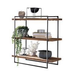 SIT Möbel Étagère murale avec 3 tablettes | Teck naturel | Structure en métal noir | L 61 x P 22 x H 60 cm - multicolore multi-matériau 07996-33_0