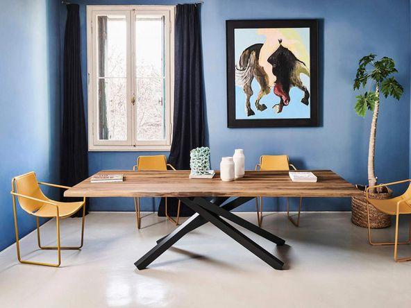 Table de réunion Pechino - massif - piètement design acier - dimensions 200/250 x 106 cm_0