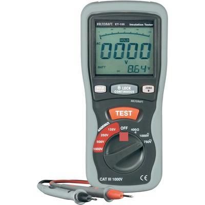 TESTEUR D'ISOLEMENT VOLTCRAFT ET-100 125, 250, 500 ET 1 000 V