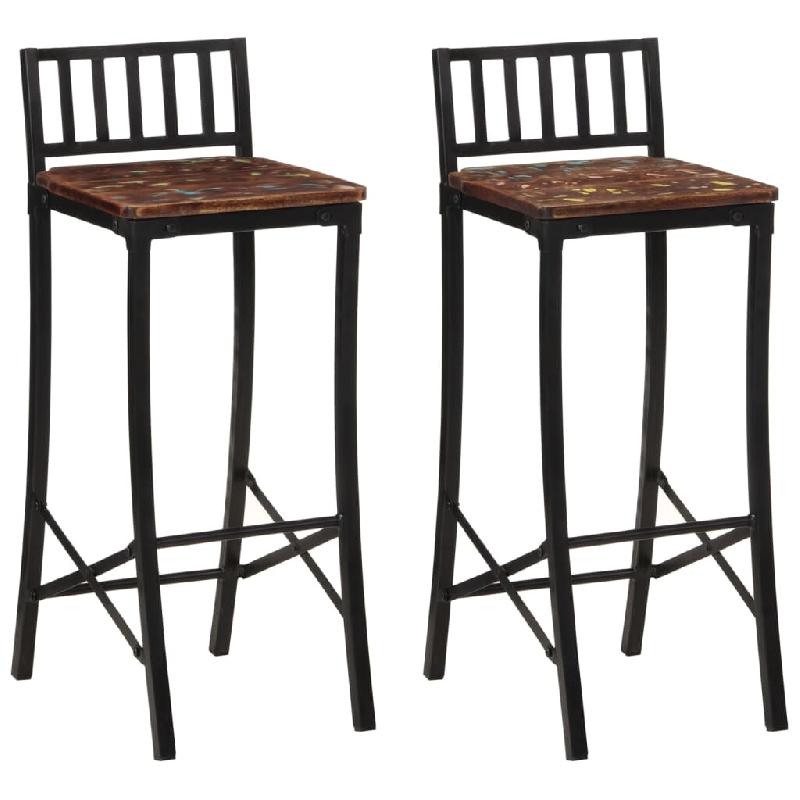 VidaXL Chaises De Bar Lot De 2 Bois De Récupération Massif - multicolore 358944_0