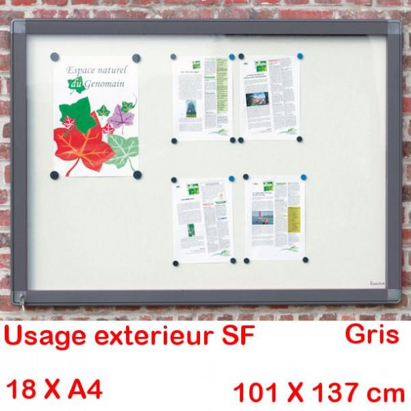 Vitrine extérieure étanche Rolléco - cadre gris - vitrage plexi - format 18 x A4_0