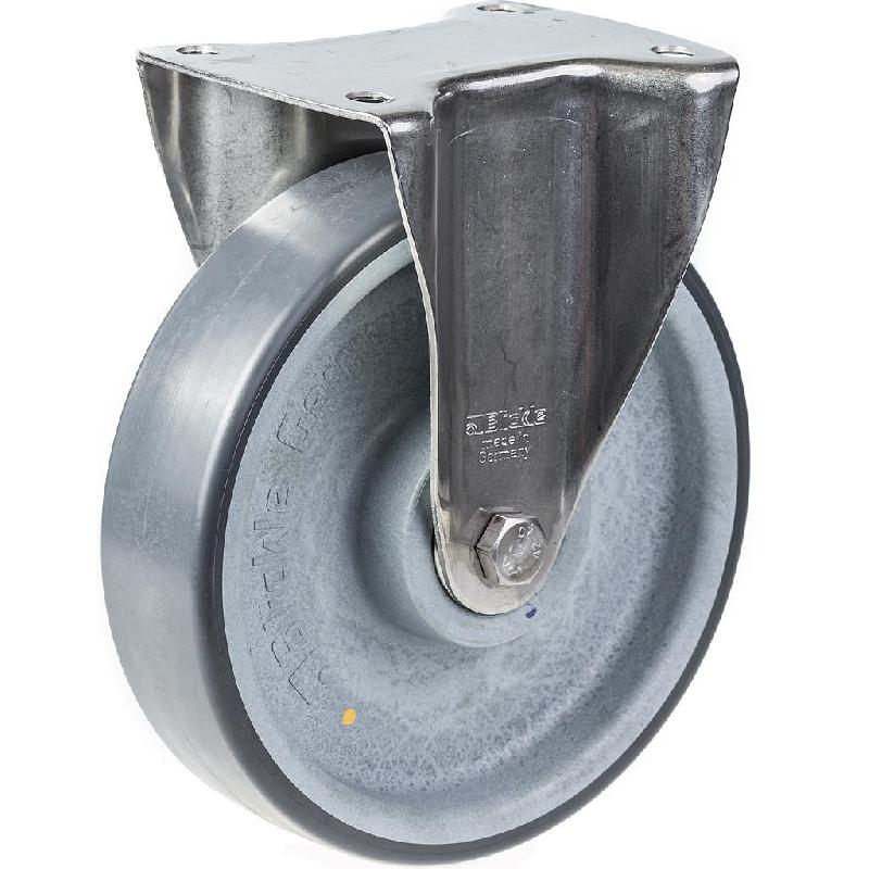 Roulette fixe de 200 mm en acier inoxydable avec thermoplastique gris conducteur d'électricité_0