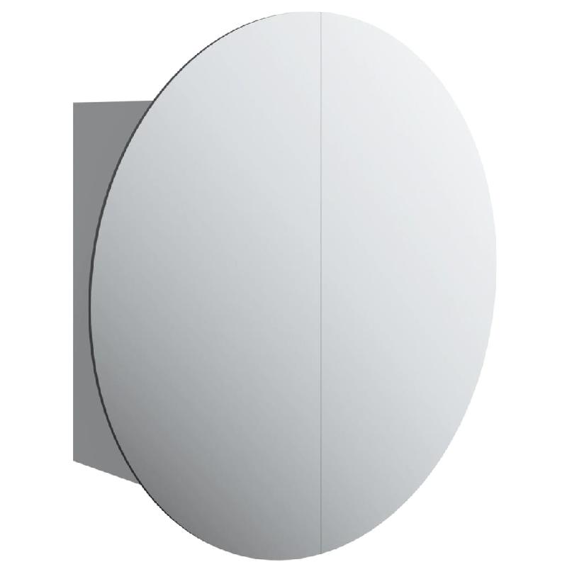 Armoire de salle de bain - miroir rond avec LED - 40 x 40 x 17,5 cm - gris - modèle 02_0006559_0