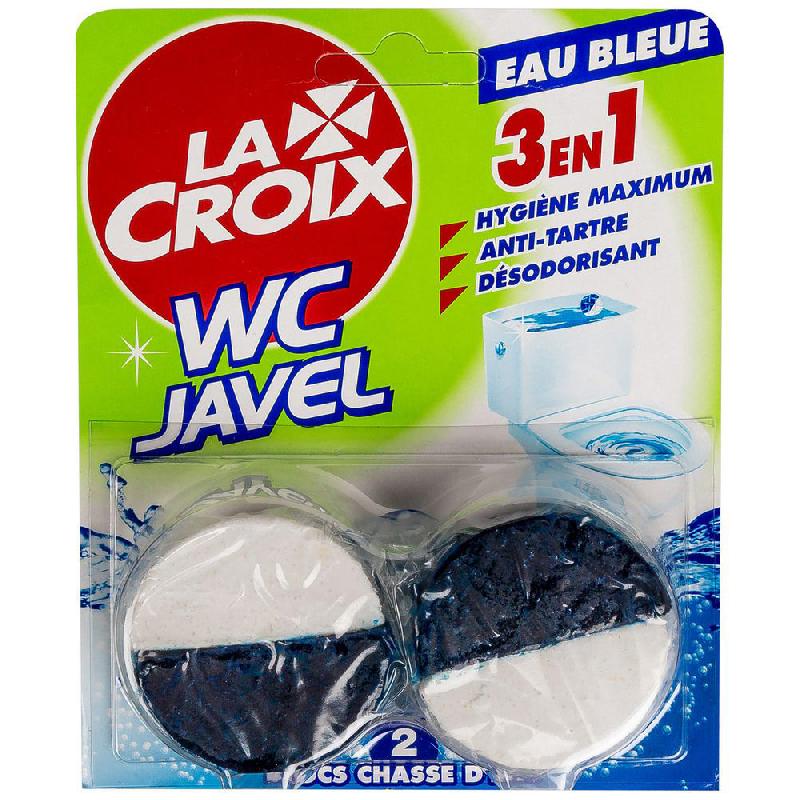 BLOCS DE WC LACROIX 3 EN 1 - HYGIENE, ANTI-TARTRE ET DESODORISANT - EAU BLEUE - BLISTER DE 2 BLOCS