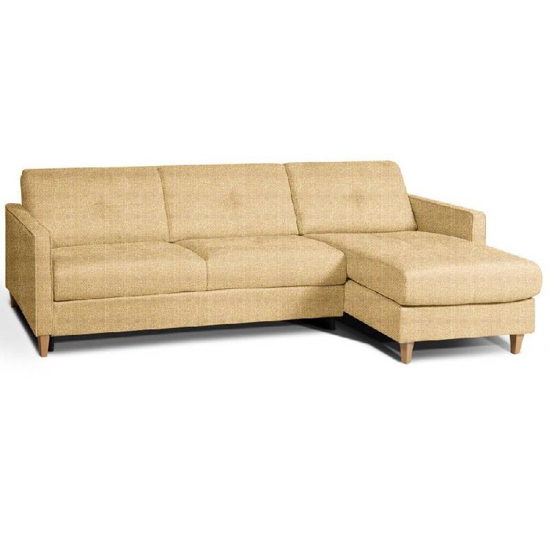 CANAPÉ D'ANGLE SCANDINAVE 140CM MATELAS 16 CM SYSTÈME EXPRESS SOMMIER LATTES RENATONISI TWEED JAUNE MELON_0