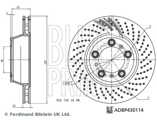Disque de frein Blue Print ADBP430114 - arrière - poinçonné/ventilé_0