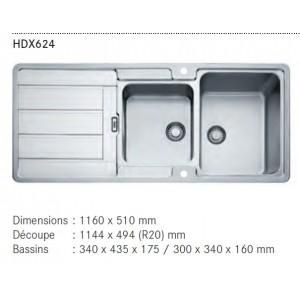 EVIER 2 CUVES HYDROS INOX HDX624 FRANKÉ