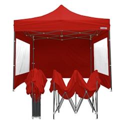 Tente pliante FRANCE BARNUMS 3x3m - pack fenêtres, 4 murs - acier 31mm/polyester 320g - rouge_0