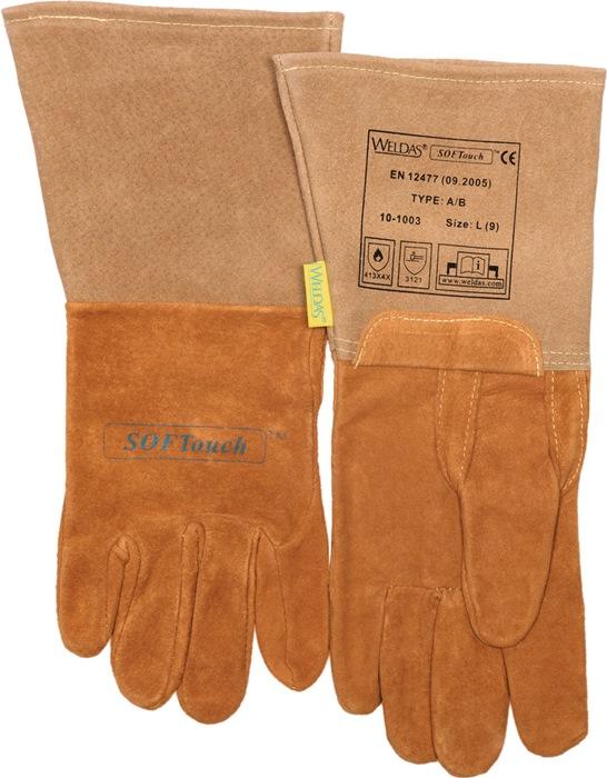 Gant de soudeur taille XL (9,5) orange Cuir de porc/daim/Softtouch EN 388, EN 12477 catégorie EPI II 5 paires WELDAS_0