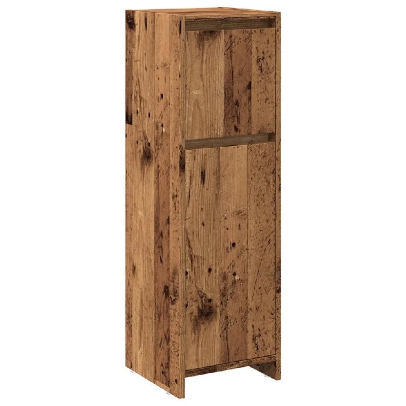 Helloshop26 - Armoire de salle de bain vintage avec tiroir et compartiments 30 x 30 x 95 cm en bois d'ingénierie vieux bois 02_0050730 - Bois massif_0