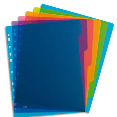 INTERCALAIRE TOUCHES NEUTRES ELBA SCHOOL LIFE - POLYPROPYLENE 3/10E TRANSLUCIDE - A4 - 6 POSITIONS COLORIS ASSORTIS