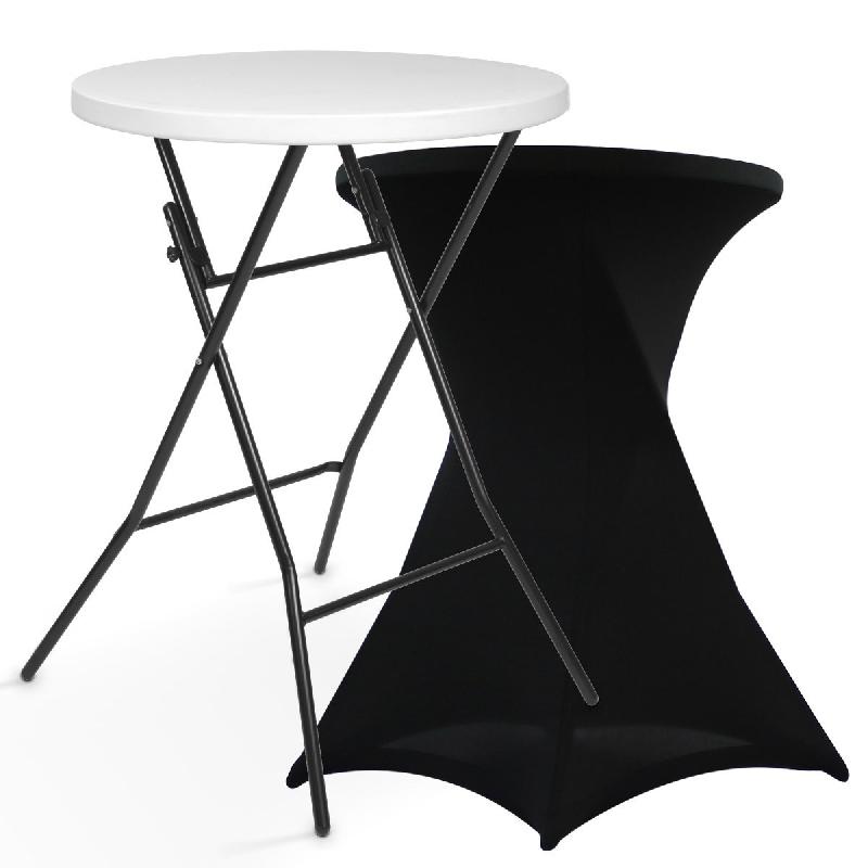 Mange-debout pliant avec housse noire - Diamètre 80 cm, Hauteur 110 cm - Plateau PEHD et structure acier époxy_0