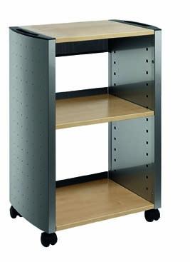 Meuble desserte multifonction Design Line - 2 tablettes fixes et 1 tablette réglable - Acier et bois mélaminé_0