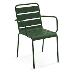 Oviala Business Fauteuil de jardin en métal vert forêt Oviala - vert acier 113889_0