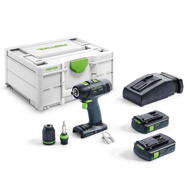 PERCEUSE-VISSEUSE FESTOOL T 18+3 C 3,1-PLUS 2 BATTERIES 3,1AH ET CHARGEUR TCL 6