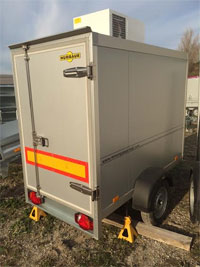 Petite remorque frigorifique Humbaur 3m3 - parois isothermes - groupe frigo 220V - 2m x 1m x 1,5m_0