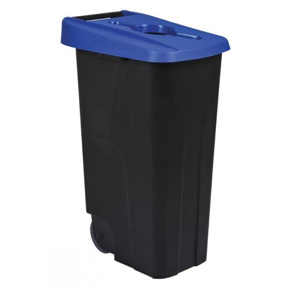 Poubelle de tri mobile 110L - Tri PAPIER - plastique recyclé - 5 coloris - roulettes et poignée intégrée_0