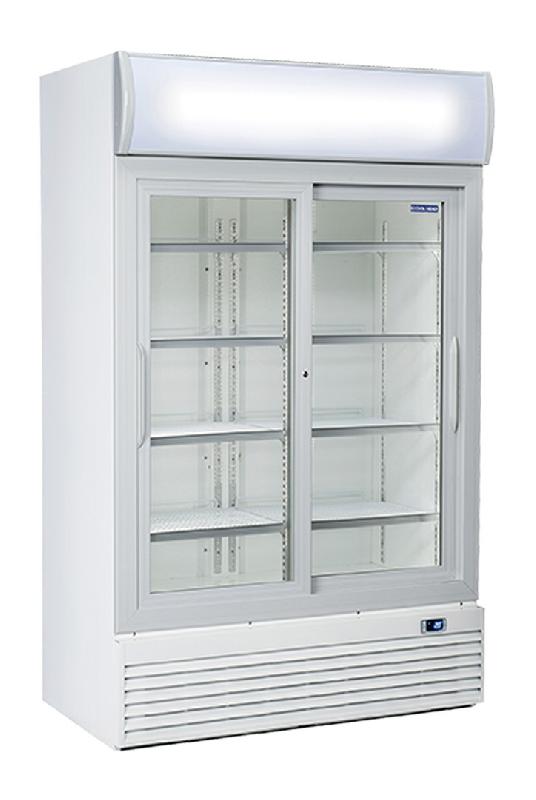 Réfrigérateur positif blanc pour boissons 2 portes vitrées coulissantes + panneau publicitaire 1000l - DC 1000S - CH_0