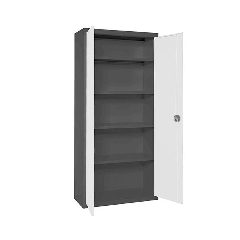 SimonRack Armoire Métallique de Rangement 1800x800x400, 2 Portes, 4 Étagères, Charge 75 kg par Niveau, Anthracite/Blanc - Simonlocker - noir métal_0