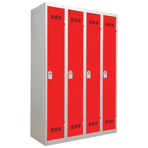 Vestiaire industrie propre - 4 serrures - gris clair et rouge - Dimensions 1200x500x1800 mm_0