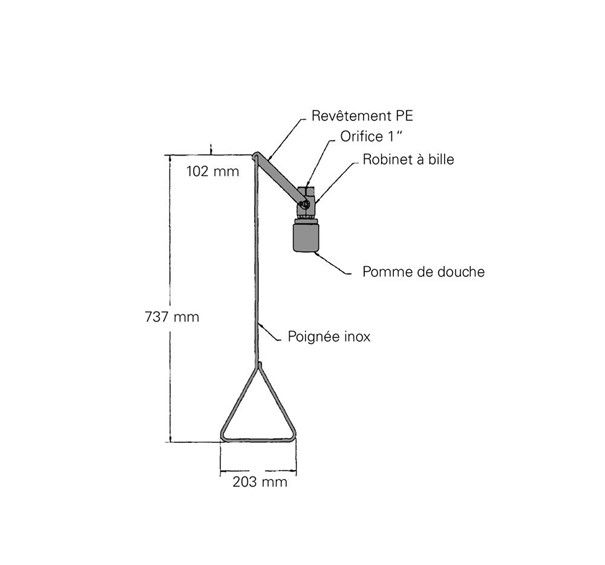 117455w - douche de sécurité g 1635 pour montage sur plafond, en inox_0