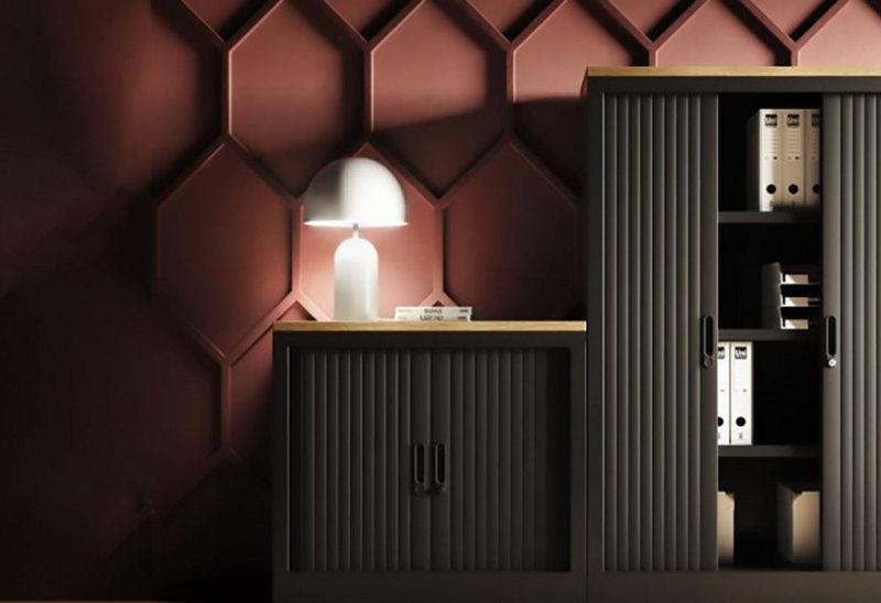 Armoire Basse à Rideaux coulissants 105 x 120 cm - gris-alu_0