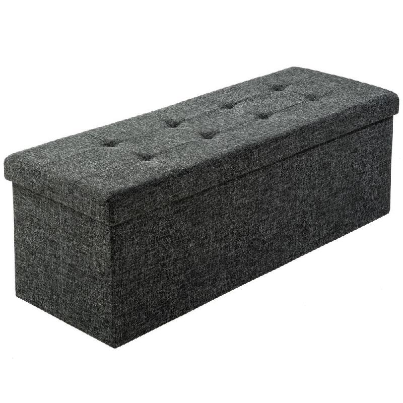 BANC COFFRE DE RANGEMENT PLIABLE TISSU GRIS FONCÉ 2208147_0