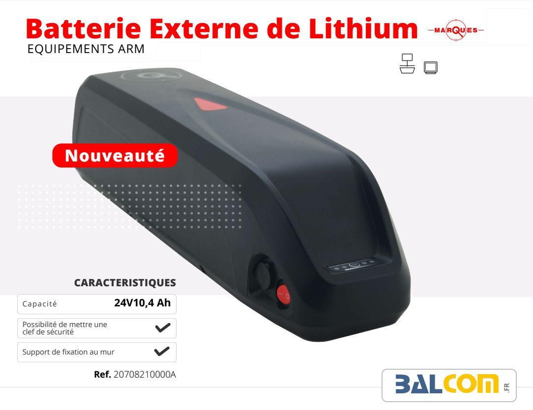 Batterie Lithium grande capacité pour balance ou caisse tactile BM5 - 24V 10.4 Ah - Autonomie 18h_0
