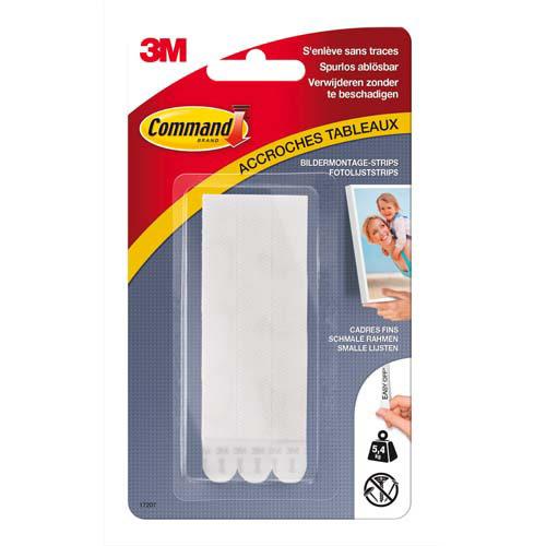 BLISTER DE 8 LANGUETTES FIXATION COMMAND POST-IT  - CADRES A BORDS ETROITS MODELE FIN BLANC - POIDS MAX 5,4KG