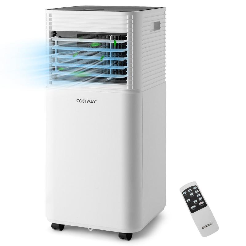 CLIMATISEUR MOBILE 4 EN 1 REFROIDISSEMENT DÉSHUMIDIFICATION VENTILATEUR 9000 BTU 2 VITESSES MODE VEILLE MINUTERIE 24 H NOIR 20_0006214_0
