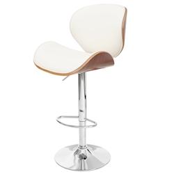 Décoshop26 - Tabouret de bar chaise haute de bar x1 design retro  en PVC crème bois noyer et métal 04_0001217 - 3000122232690_0