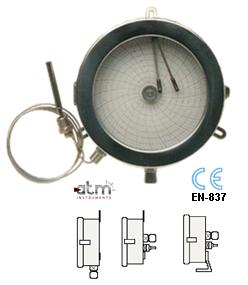 Enregistreur à disque vertical tout inox ø250 double échelle differente avec horloge à quartz journalier ou hebdomadaire - serie ed250dpt_0