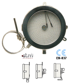 Enregistreur de température à disque vertical tout inox Ø250 - double échelle - horloge à quartz journalier ou hebdomadaire - série ED250DPT_0