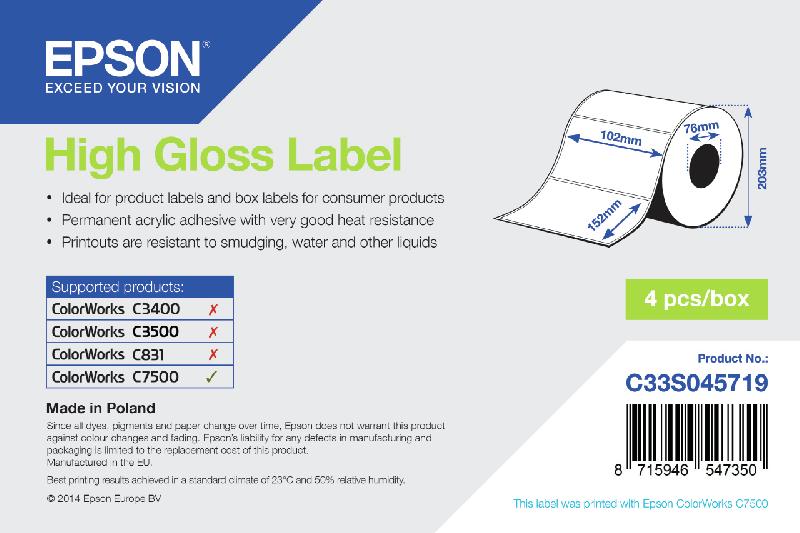 Epson High Gloss Label - Die-cut Roll: 102mm x 152mm, 800 labels_0